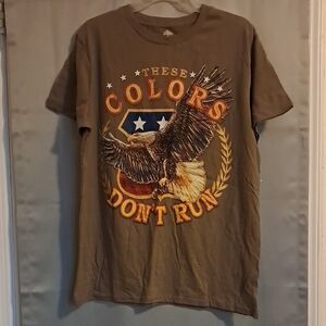Men's Brown Short Sleeve Tee with Bold Eagle Graphic Design